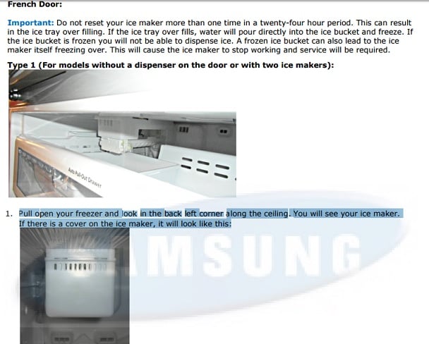 How To Reset The Ice Maker In Samsung French Door Refrigerators